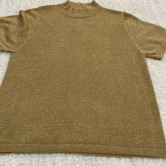 Draper's & Damon's Shimmer Mock Neck Blouse Shimmer Size Large - Picture 12 of 15